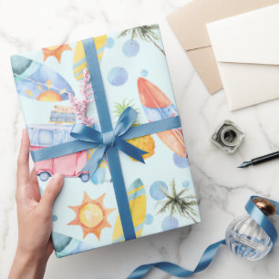 Surfing birthday party surfing lovers wrapping paper