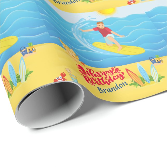 Surfing Birthday     Wrapping Paper (Roll Corner)
