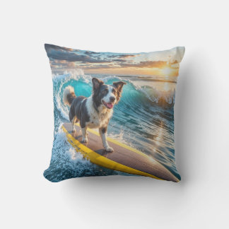 Surfing Border Collie Cushion