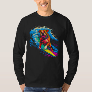 Surfing Boxer Dog Pop Surf T-Shirt