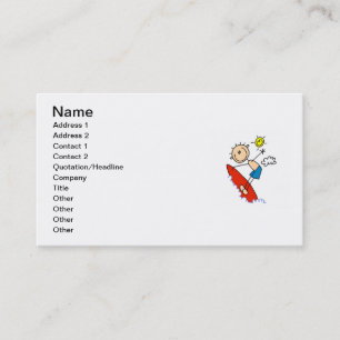Surfing Boy Stick Figure Business Card