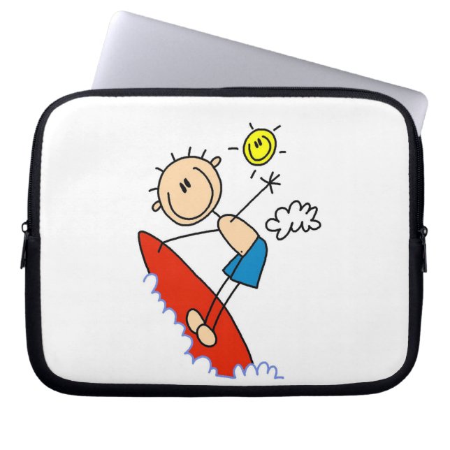 Surfing Boy Stick Figure Laptop Sleeve (Front)