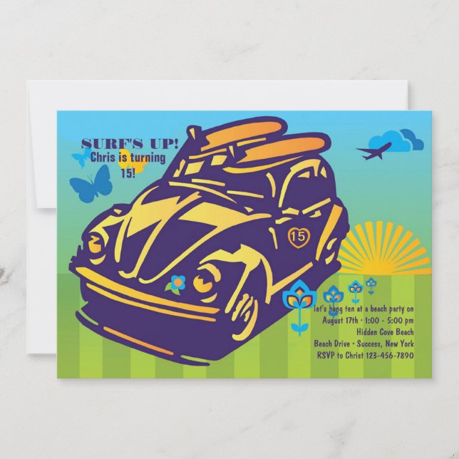 Surfing Buggy Invitation (Front)