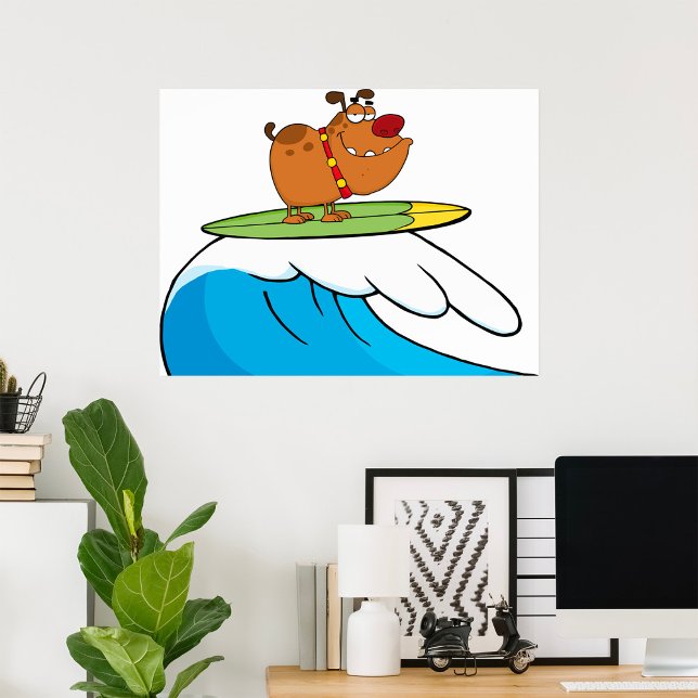 Surfing Bulldog Poster (Creator Uploaded)