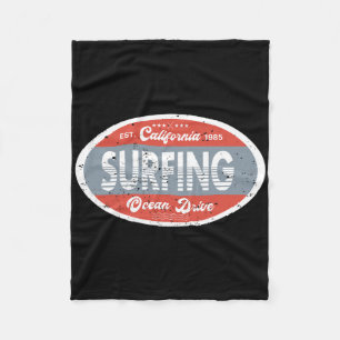 Surfing California Ocean 1985 Beach Summer Retro M Fleece Blanket