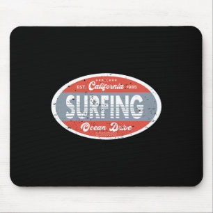 Surfing California Ocean 1985 Beach Summer Retro M Mouse Pad