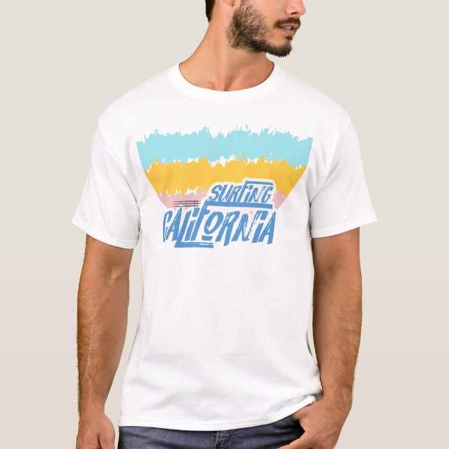 Surfing California Retro Graphic T-Shirt (Front)