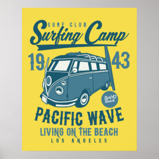 Surfing Camp Pacific Wave Poster