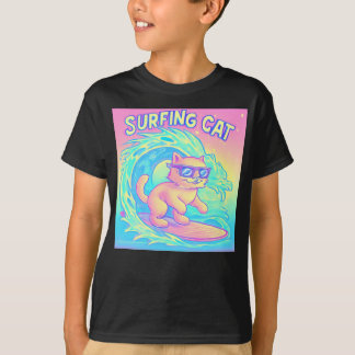 Surfing Cat Dragon Wave Pastel Shirt