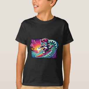 Surfing Cat Surfboard Fun Long Board Gift For Surf T-Shirt