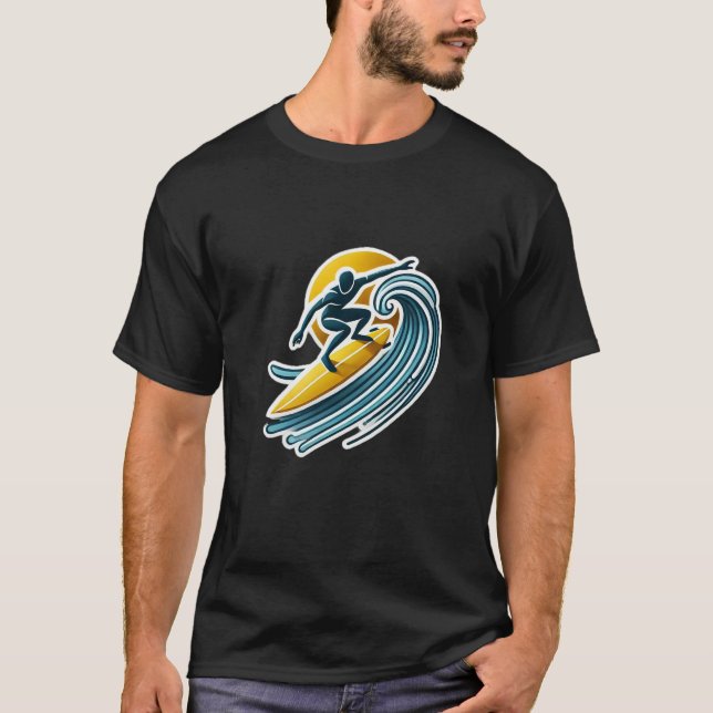 Surfing catching a wave T-shirt (Front)