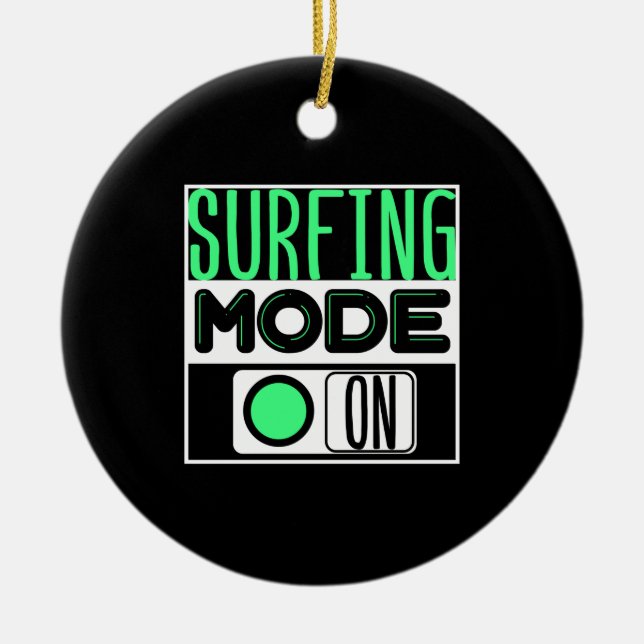 Surfing  ceramic tree decoration (Front)