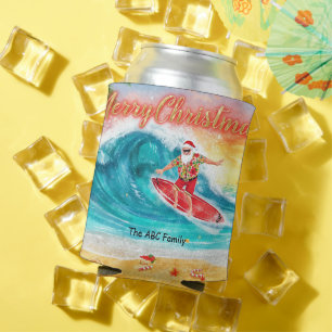 Surfing Christmas in July with SANTA CLAUS   Can Cooler