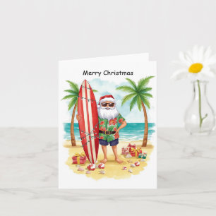 Surfing Christmas in July with SANTA CLAUS   Card