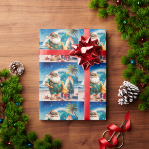 Surfing Christmas in July with SANTA CLAUS Wrapping Paper