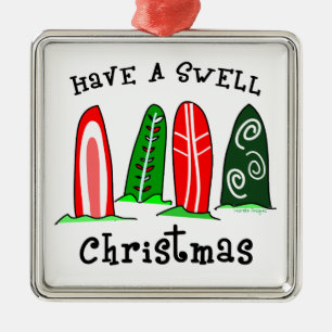 Surfing Christmas Ornament