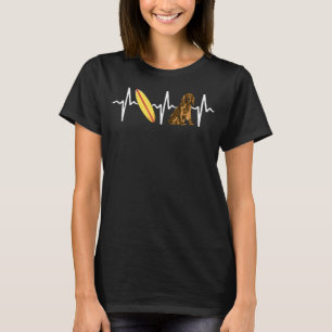 Surfing Cocker Spaniel Heartbeat Dog T-Shirt