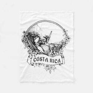 Surfing Costa Rica Vintage Retro Throwck Surfer Va Fleece Blanket
