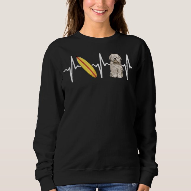 Surfing Coton De Tulear Heartbeat Dog Sweatshirt (Front)