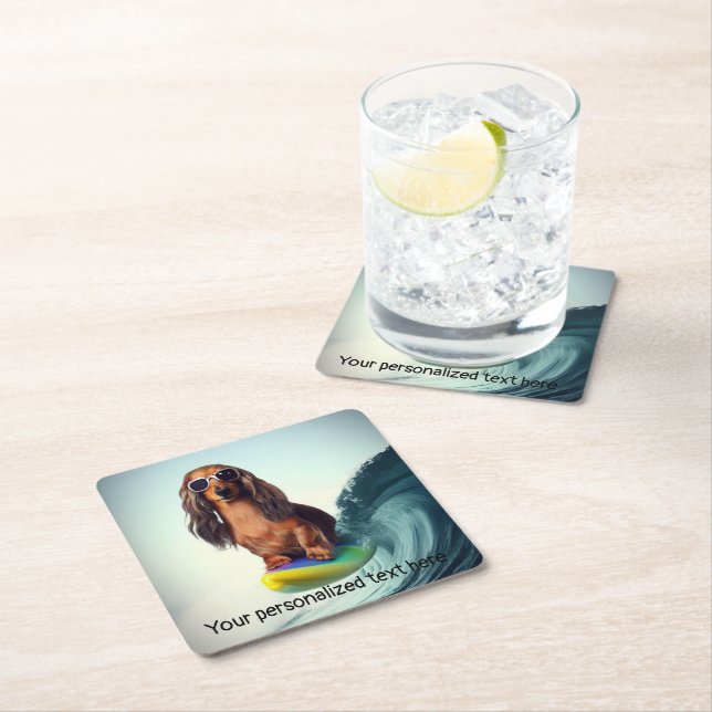 Surfing Dachshund Drink Coasters (Insitu)