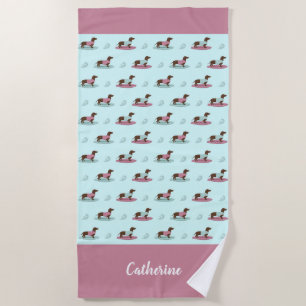 Surfing Dachshunds Beach Towel
