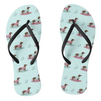 Surfing Dachshunds Flip Flops