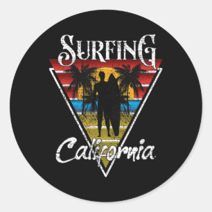 Surfing Dad California Beaches Surf Cali Beach Bum Classic Round Sticker