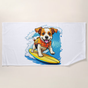 Surfing Dog Beach Towel