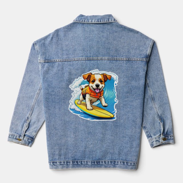 Surfing Dog Denim Jacket (Back)