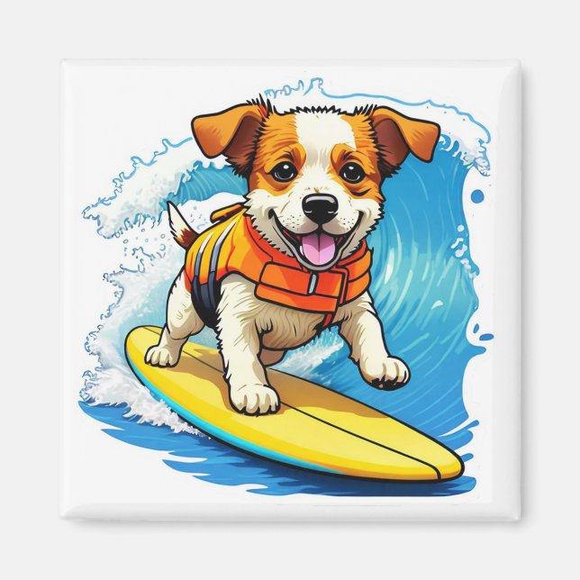 Surfing Dog Magnet (Front)