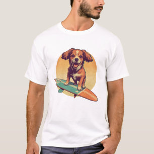 Surfing Dog Retro Vintage Beach Vibes T-Shirt