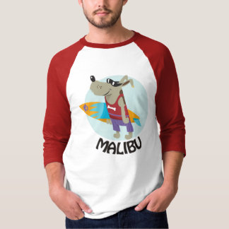 surfing dog t-shirt malibu