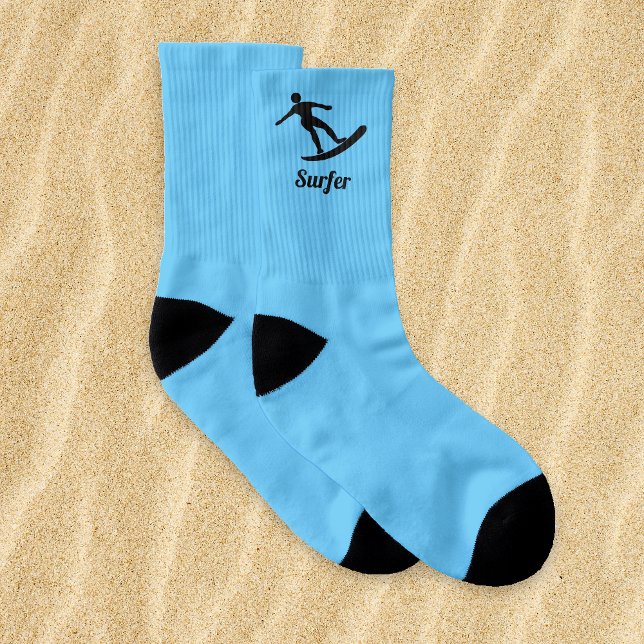 Surfing Dude - surfer motif with your text / name  Socks (Creator Uploaded)