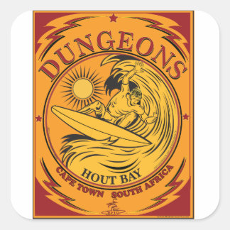 SURFING DUNGEONS CAPE TOWN SOUTH AFRICA SQUARE STICKER