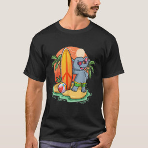 Surfing Elephant Beach Vacation Animal Graphic T-Shirt