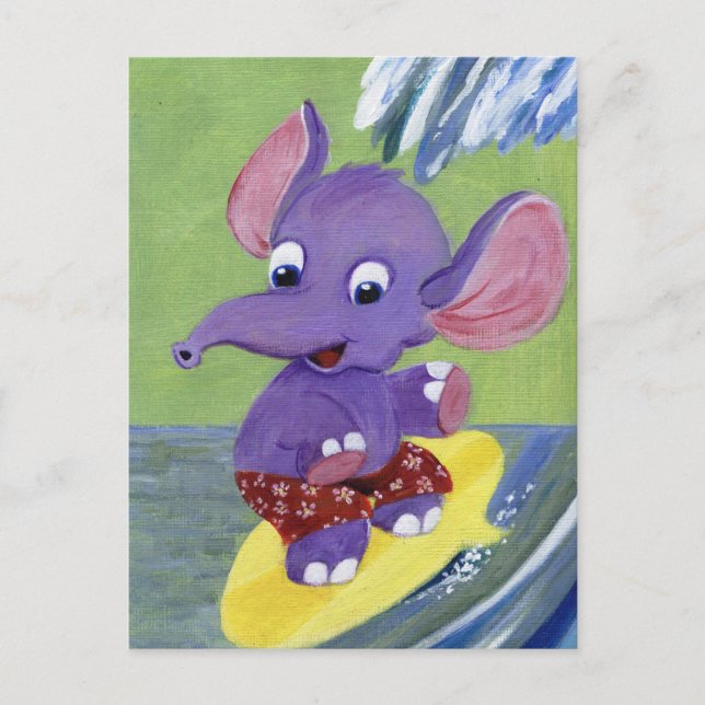 Surfing Elephant Postcard (Front)