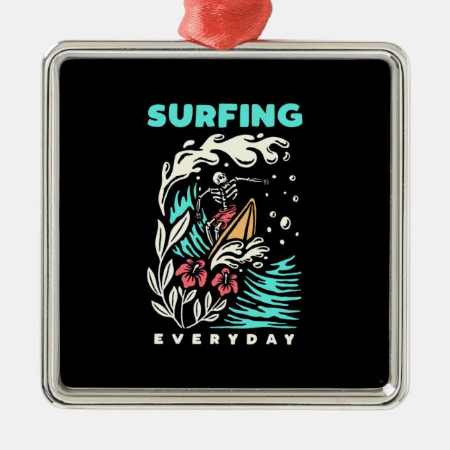 Surfing Everyday Metal Tree Decoration (Front)