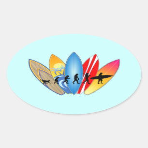 Surfing Evolution Oval Sticker