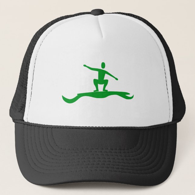 Surfing Figure - Grass Green Trucker Hat (Front)