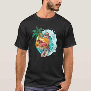 Surfing Flamingo Surfer Surfboarding The Waves 1 T-Shirt