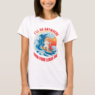 Surfing Foodie Women White T-Shirt