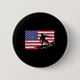 Surfing For Men Women 4th Of July American Flag Su 6 Cm Round Badge