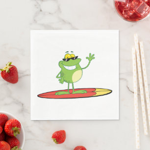 Surfing Frog Wearing Sunglasses Napkin