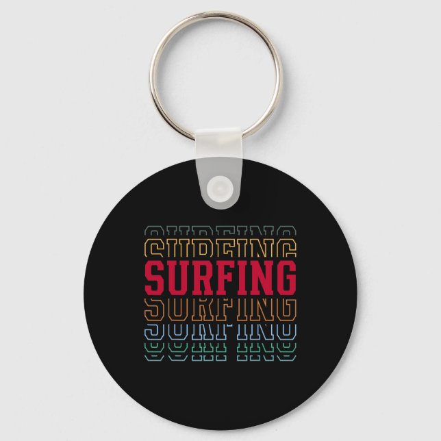 Surfing Funny Layered Text Surfer Coach Youth _1  Key Ring (Front)