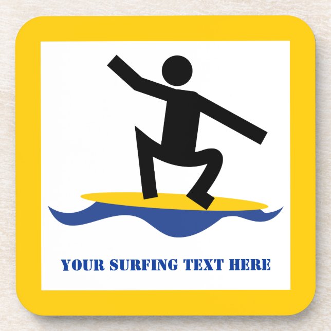 Surfing gifts, surfer on his surfboard custom coaster (Front)