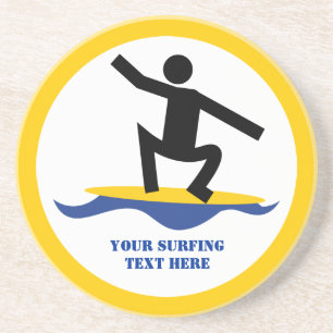 Surfing gifts, surfer on his surfboard custom coaster