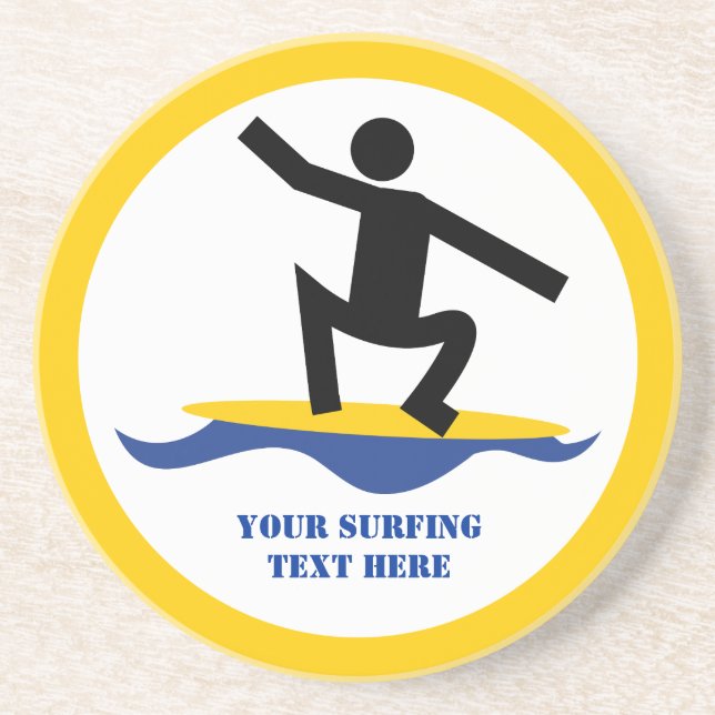 Surfing gifts, surfer on his surfboard custom coaster (Front)