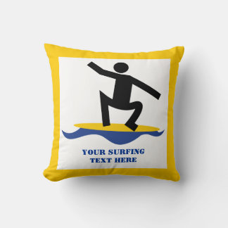 Surfing gifts, surfer on his surfboard custom cushion