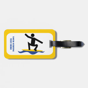Surfing gifts, surfer on his surfboard custom luggage tag