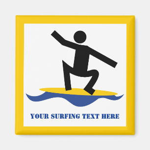 Surfing gifts, surfer on his surfboard custom magnet